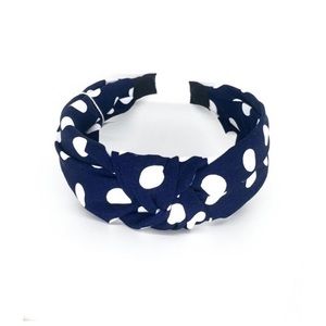 Blue polka dot turban headband